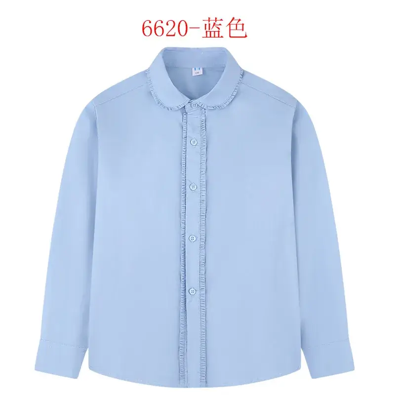 Light Blue Lace School Shirt for Girls Pure Cotton