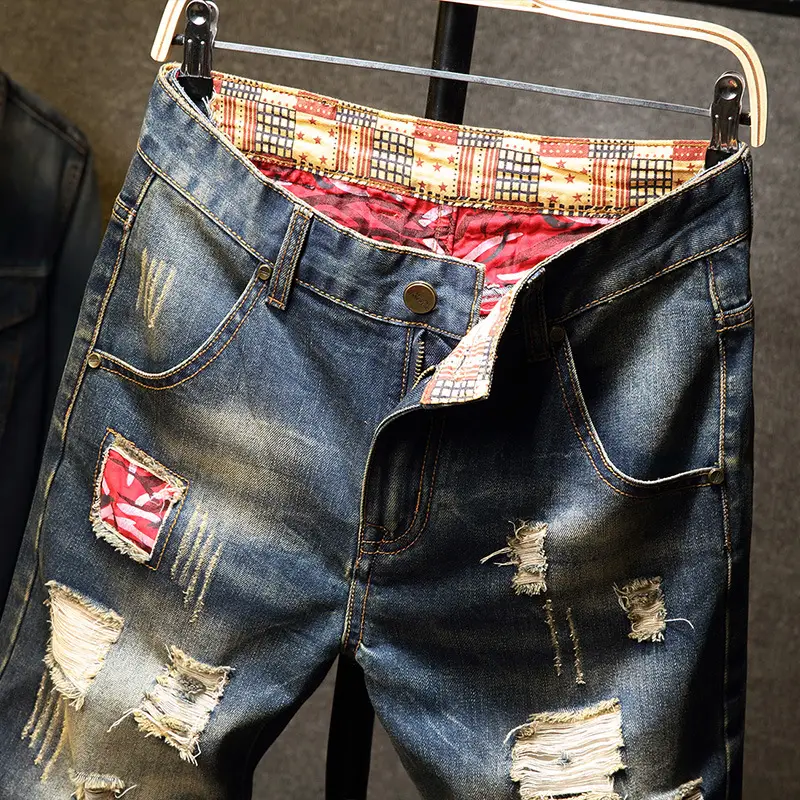 Ripped Denim Shorts Men Spring Summer Stretch - Image 4