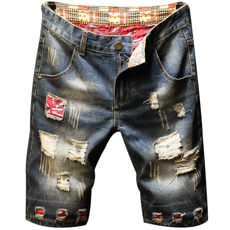 Ripped Denim Shorts Men Spring Summer Stretch - Image 6