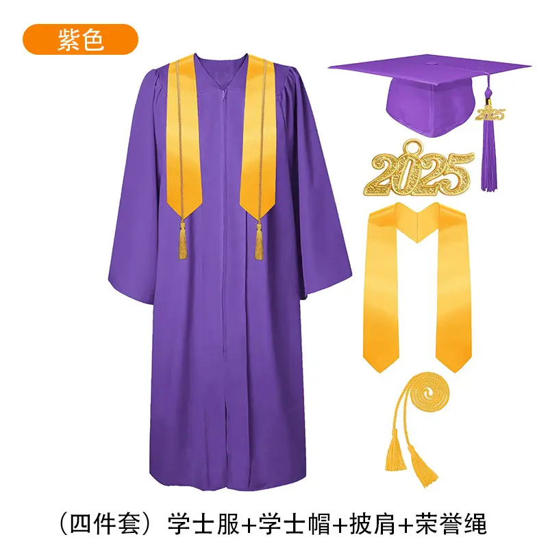 Purple Bachelor's Gown Set with Cap & Ribbon - Image 17