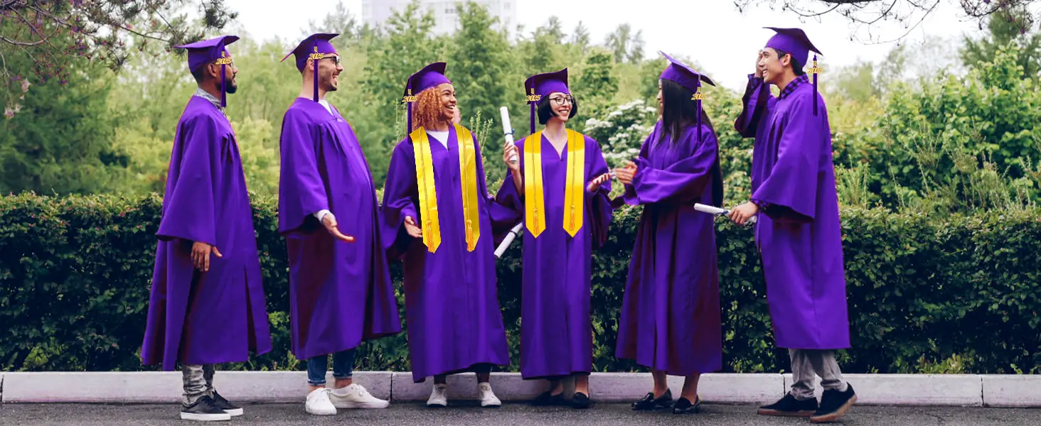 Purple Bachelor's Gown Set with Cap & Ribbon — feature 22