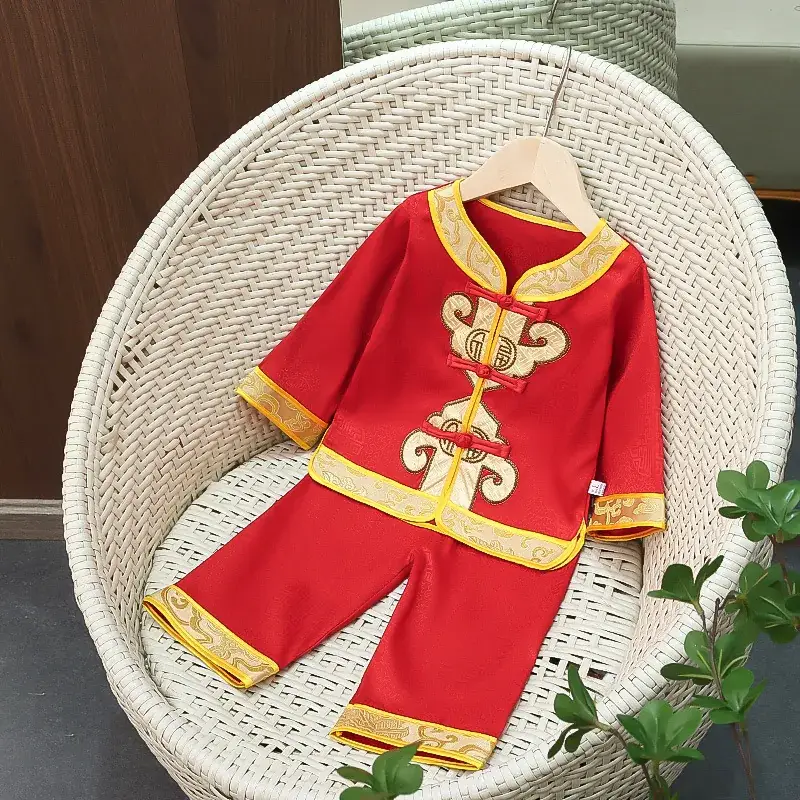 Red Chinese Style Baby Tang Suit for Boys - Image 3
