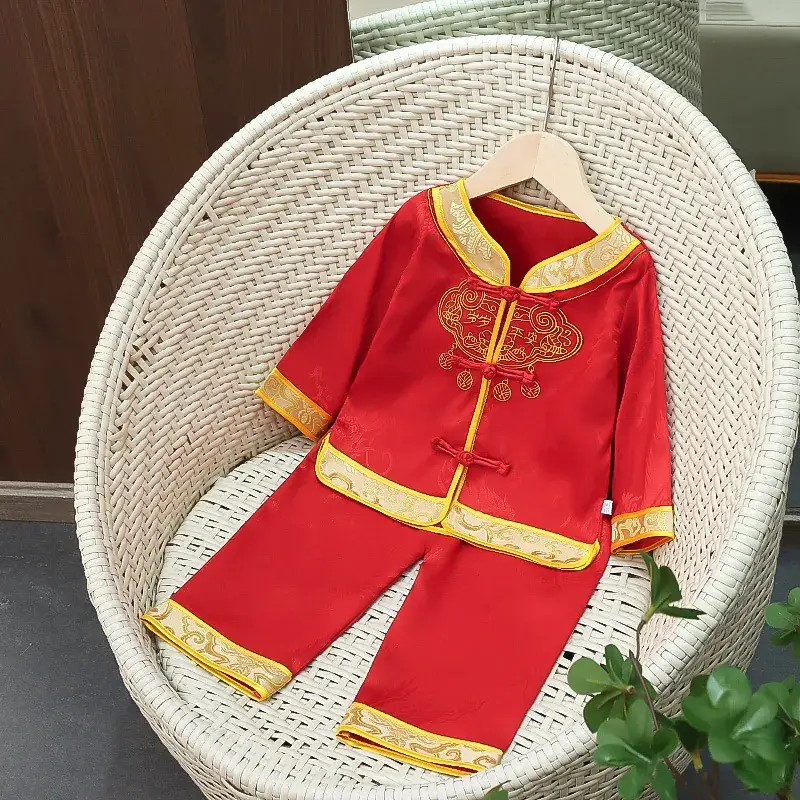 Red Chinese Style Baby Tang Suit for Boys - Image 4