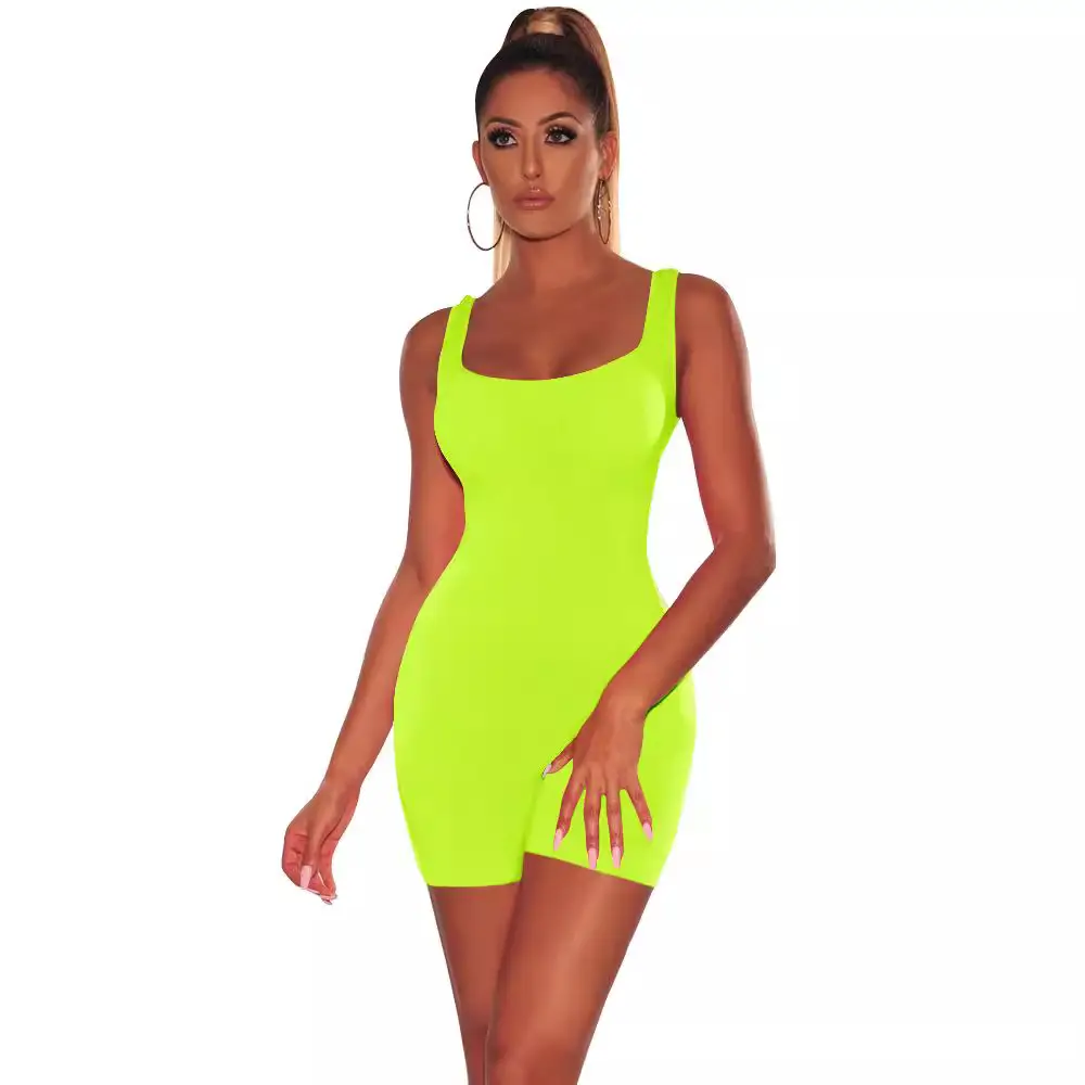 Orange Backless Jumpsuit Shorts 2408
