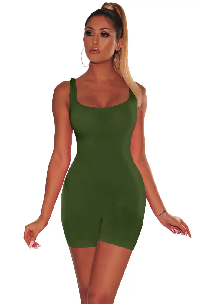 Orange Backless Jumpsuit Shorts 2408
