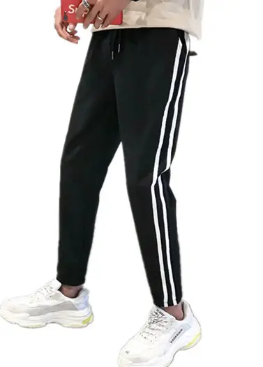 Men Black Three Bar Track Pants 2019