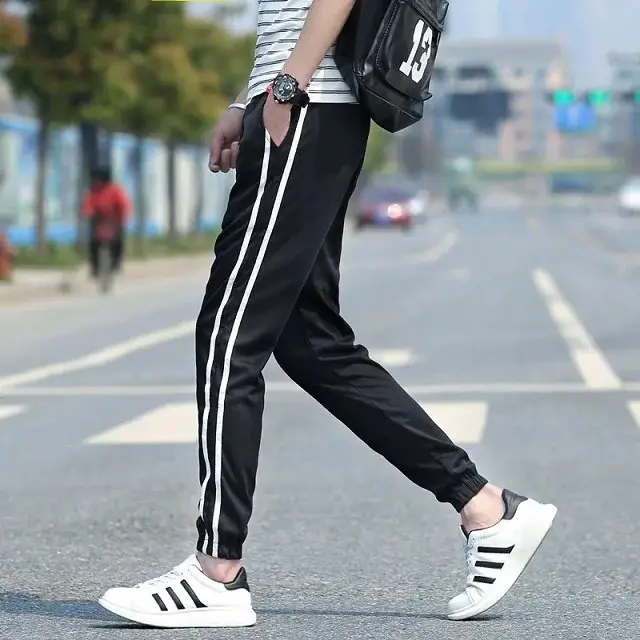 Men Black Three Bar Track Pants 2019