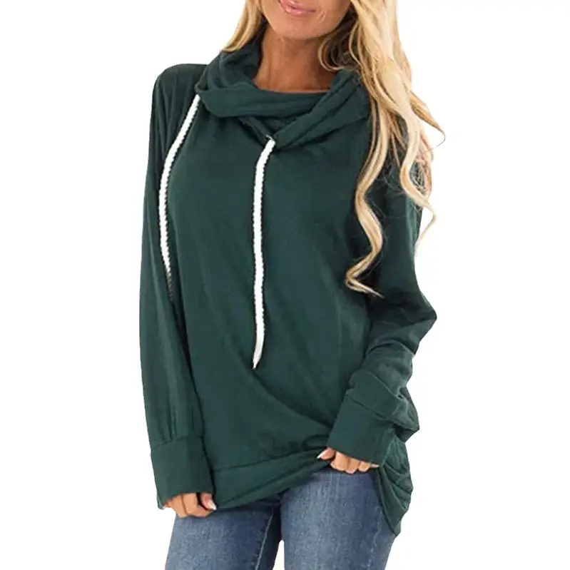 2025 Women's Blue Drawstring Hooded Sweatshirt - Image 11