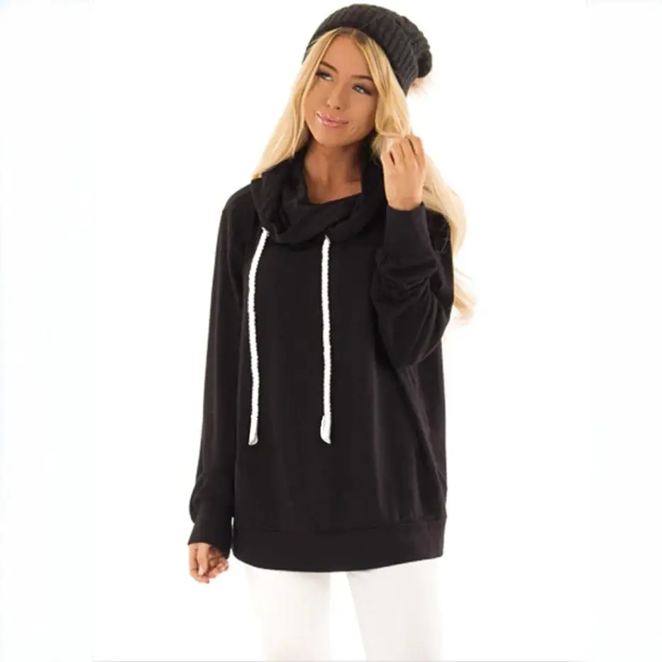 2025 Women's Blue Drawstring Hooded Sweatshirt - Image 2