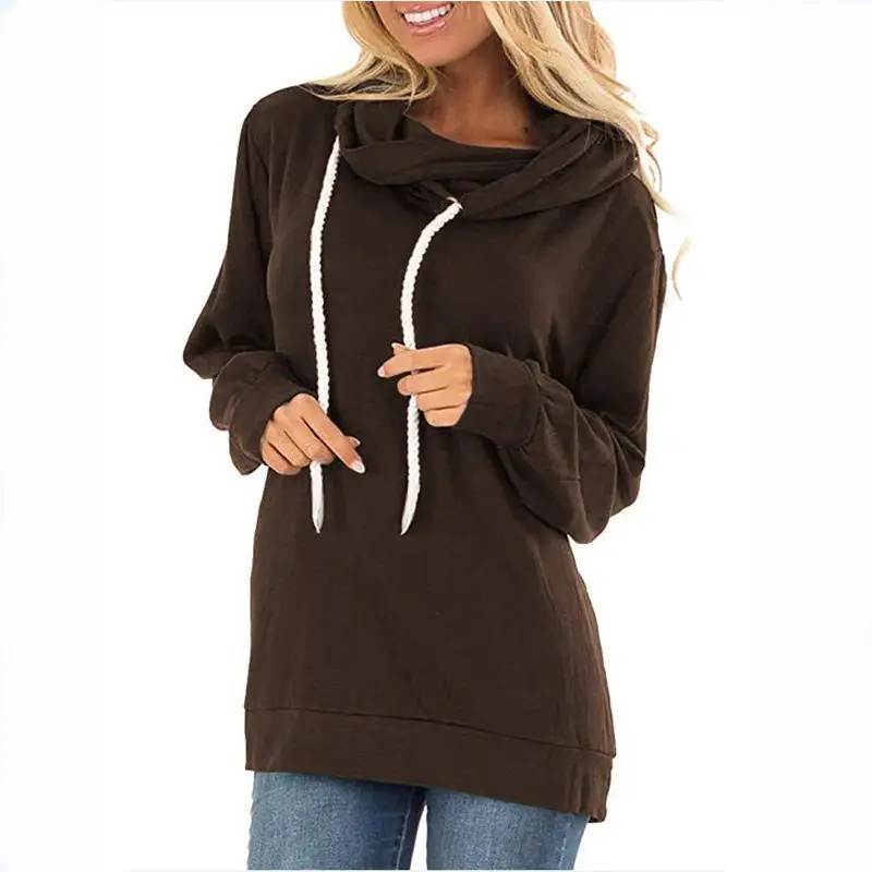 2025 Women's Blue Drawstring Hooded Sweatshirt - Image 6