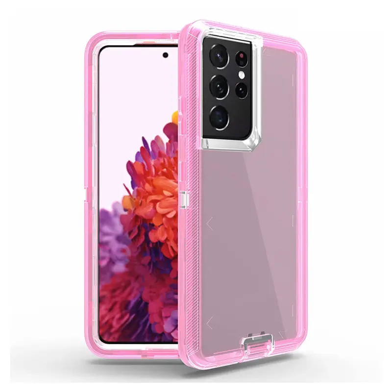Pink Transparent 3-in-1 Phone Case for Samsung S25 S24 S20 Plus — feature 12