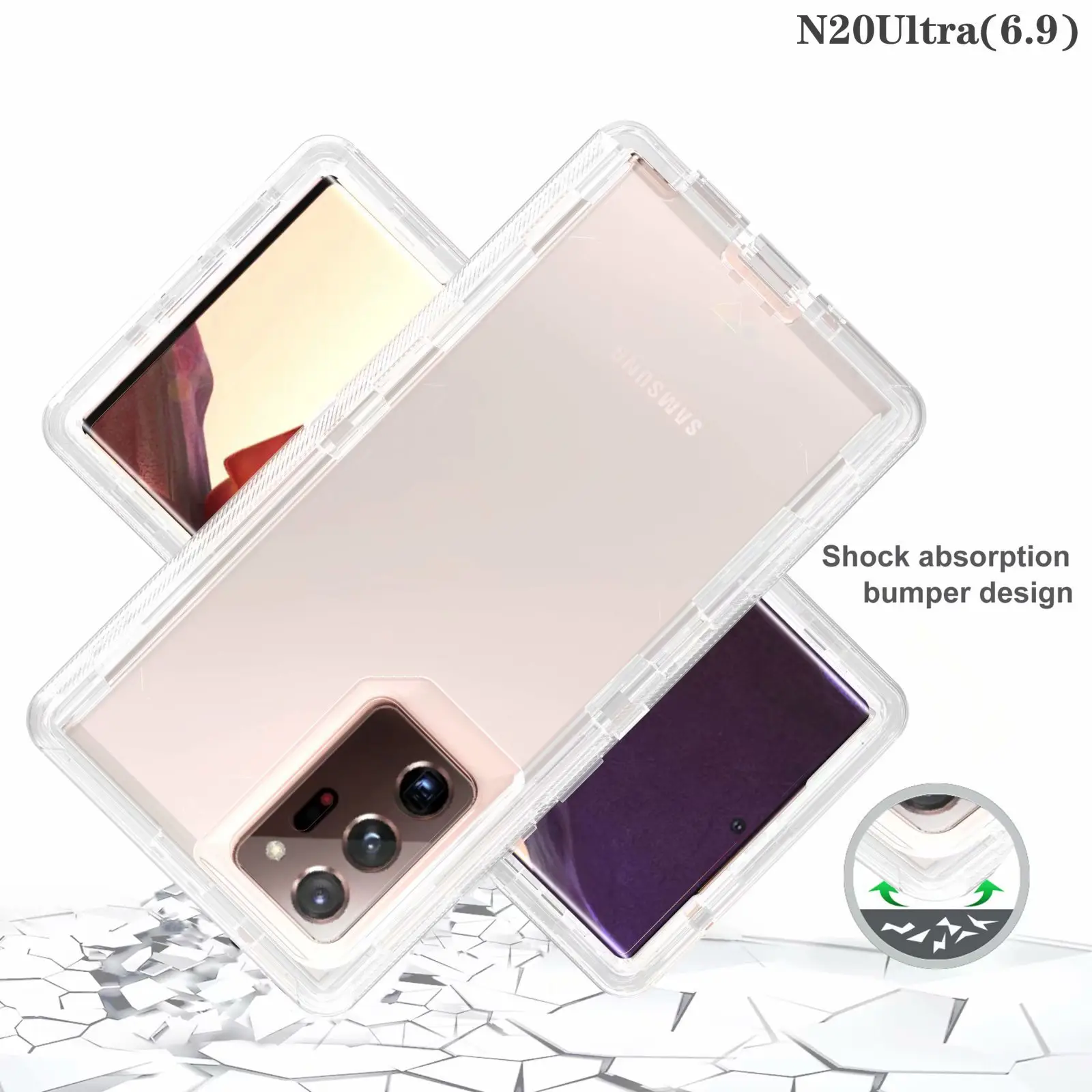Pink Transparent 3-in-1 Phone Case for Samsung S25 S24 S20 Plus — feature 8