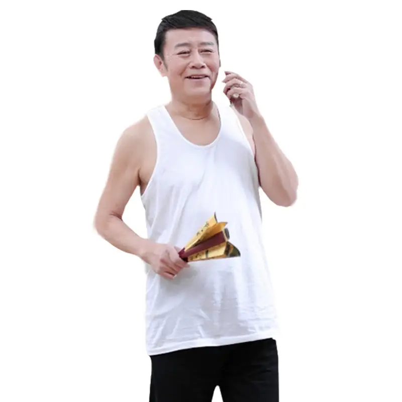 Middle-aged Men Pure Cotton Vest Large Size Sweat Absorbent - Image 6