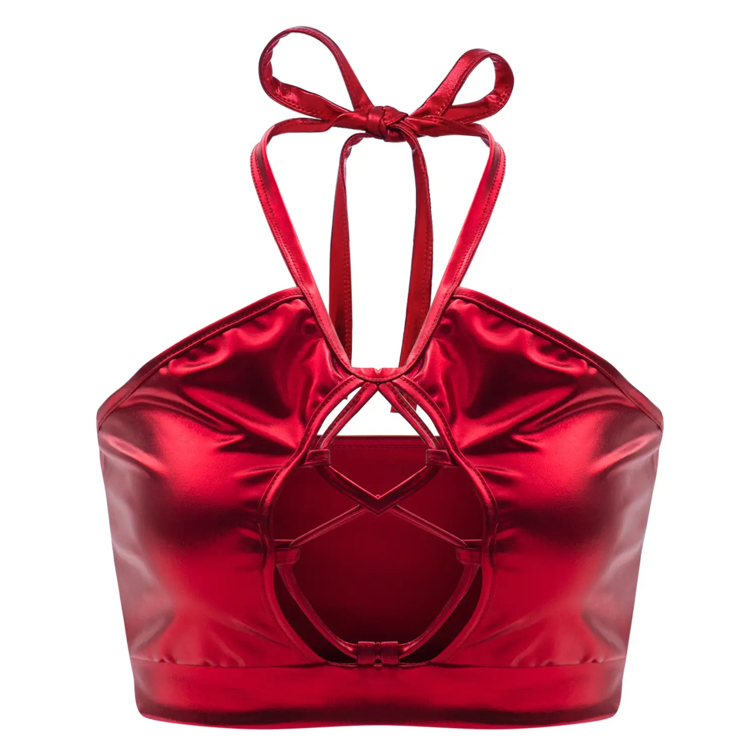 Green Metallic Crossbody Bra with Bow Strap