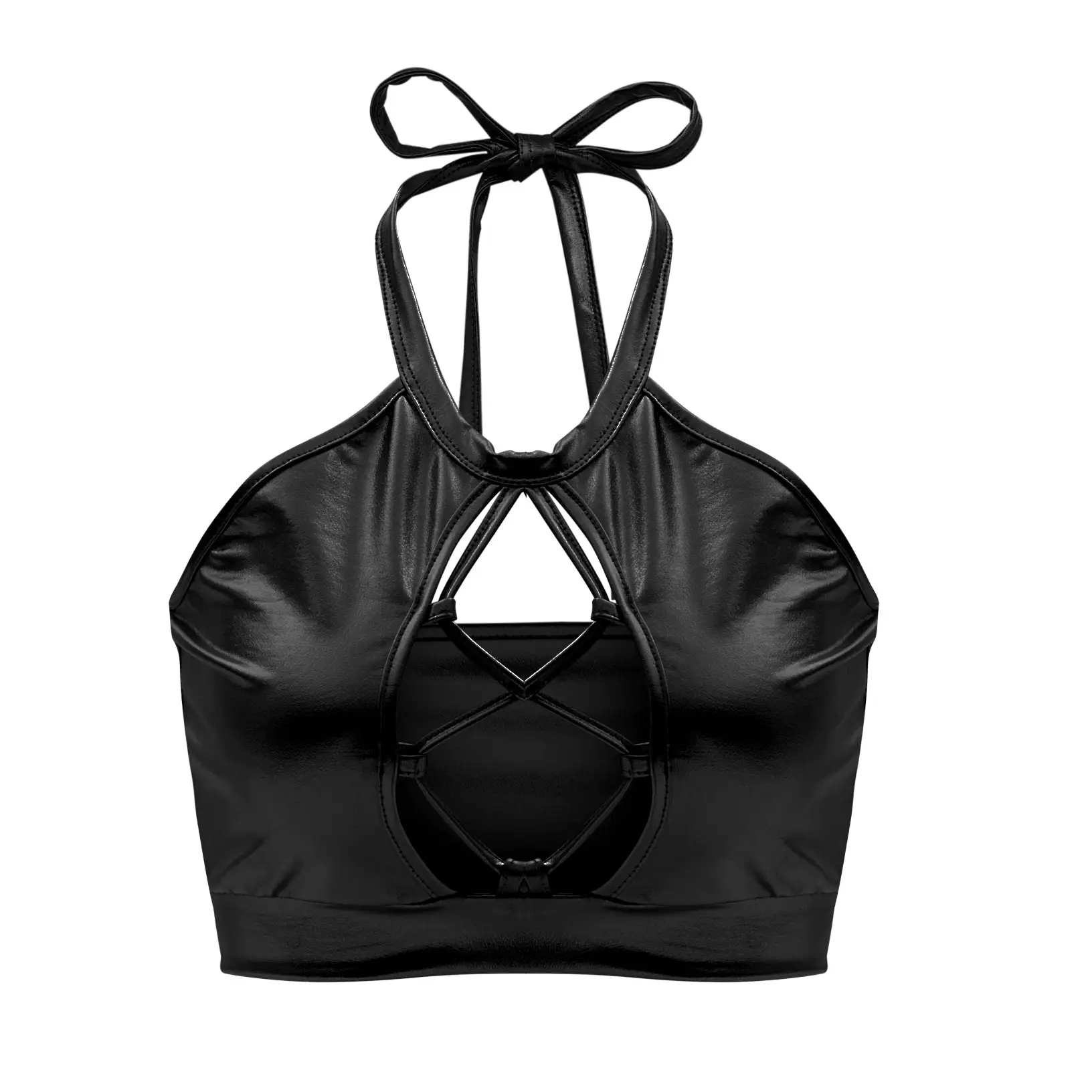 Green Metallic Crossbody Bra with Bow Strap