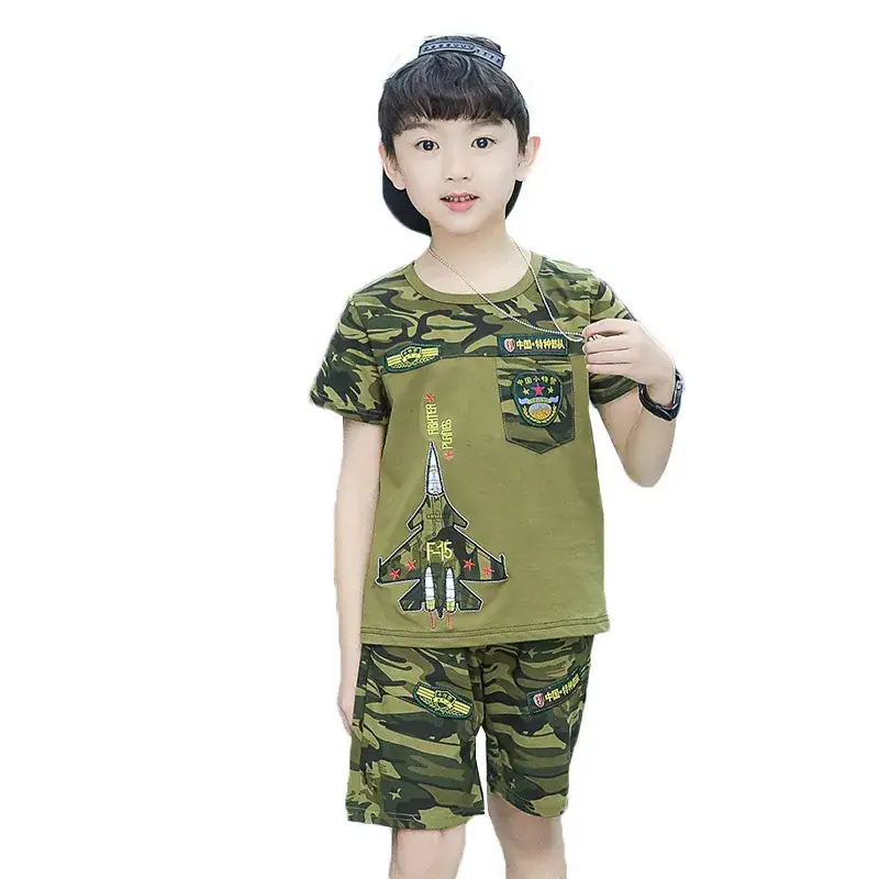 Boys Camo Short Sleeve Suit 5-10Yrs Military Style