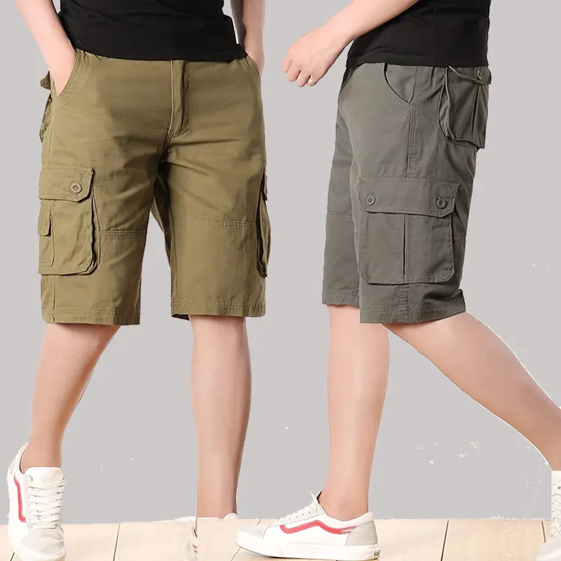 Men Cargo Shorts 5 Pockets Tan - Image 7
