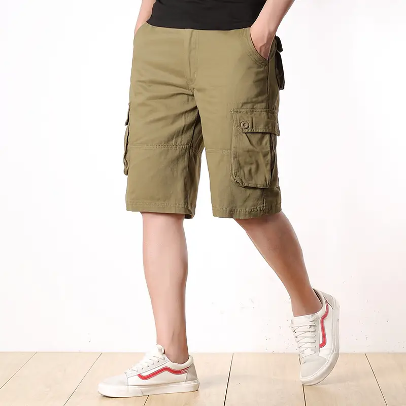 Men Cargo Shorts 5 Pockets Tan - Image 4