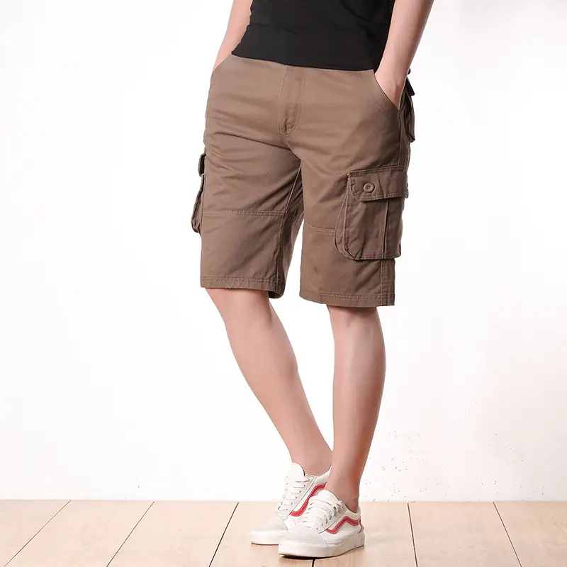 Men Cargo Shorts 5 Pockets Tan - Image 5