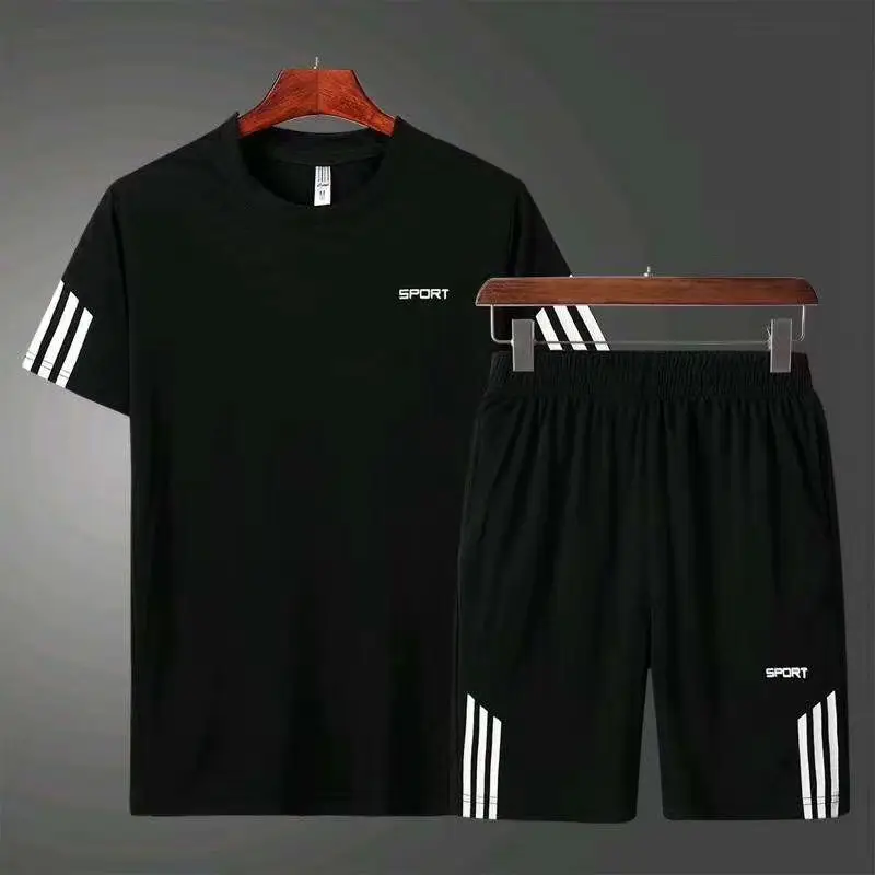 Men's Neon Green Fitness Shorts Set Quick-Drying Casual Suit - Image 2
