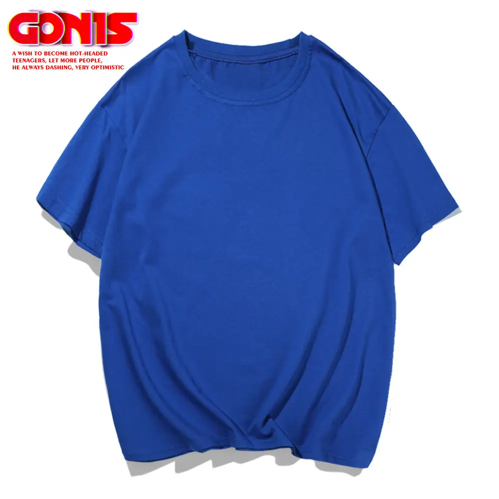 Men Blue Loose Cotton T-Shirt 250g - Image 5