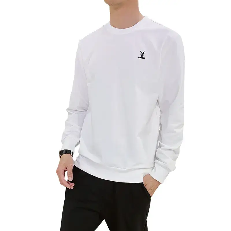 Men Black Playboy Crew Sweatshirt Long Sleeve - Image 9