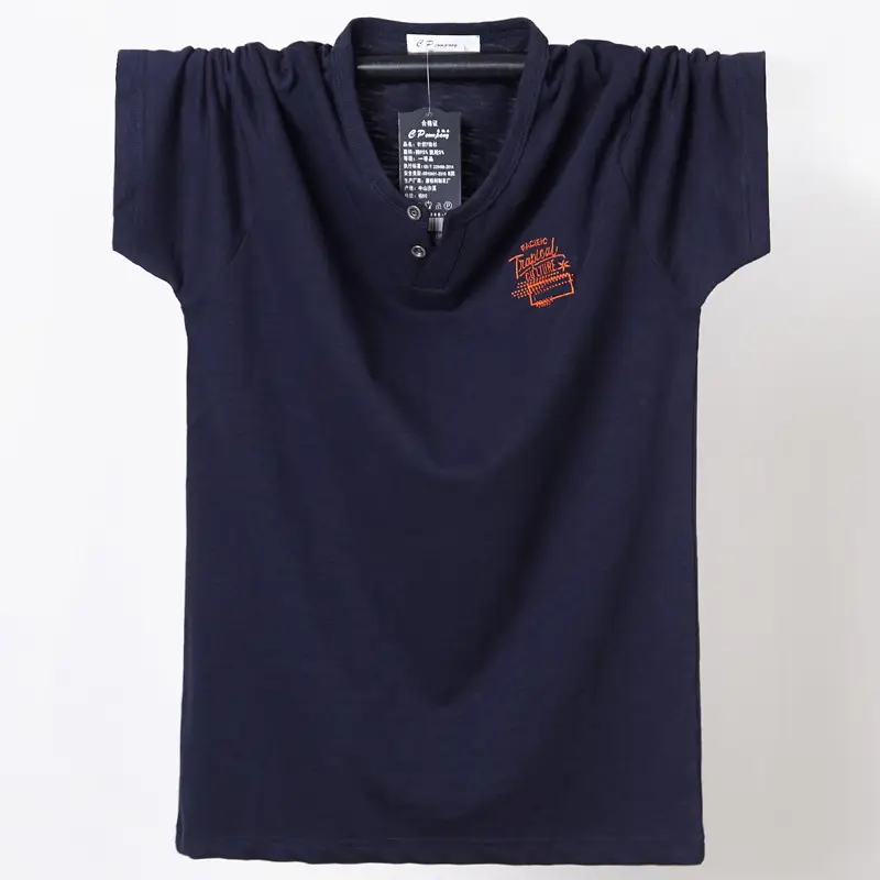 Men Navy Blue Korean Style Plus T-Shirt - Image 4