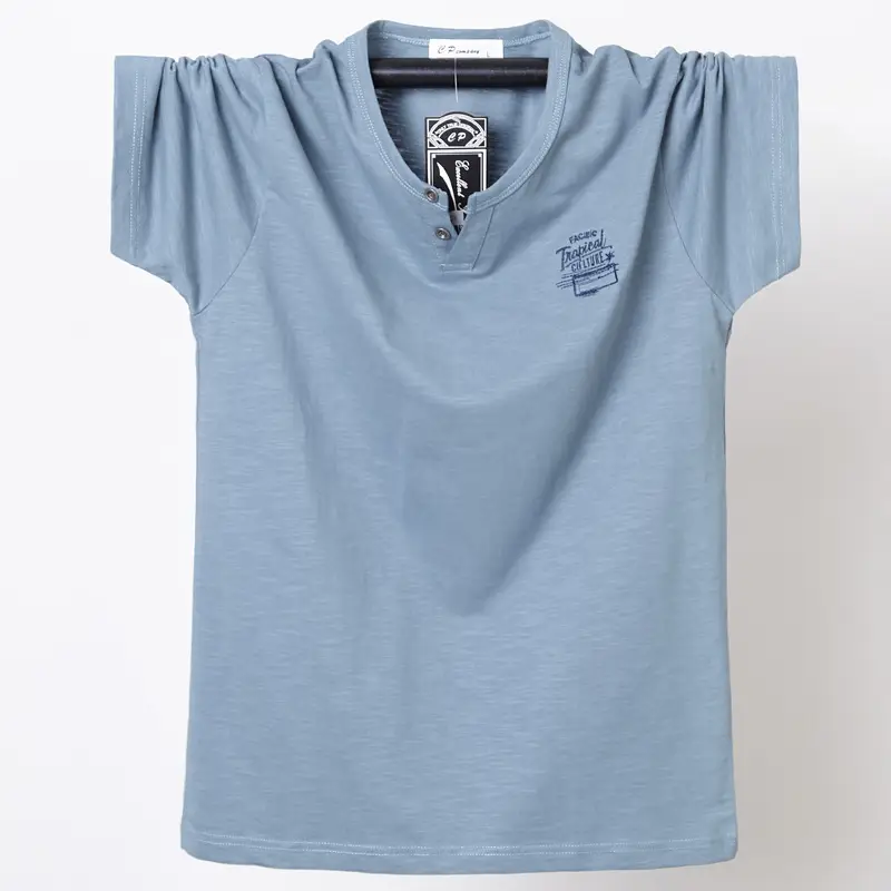 Men Navy Blue Korean Style Plus T-Shirt - Image 5