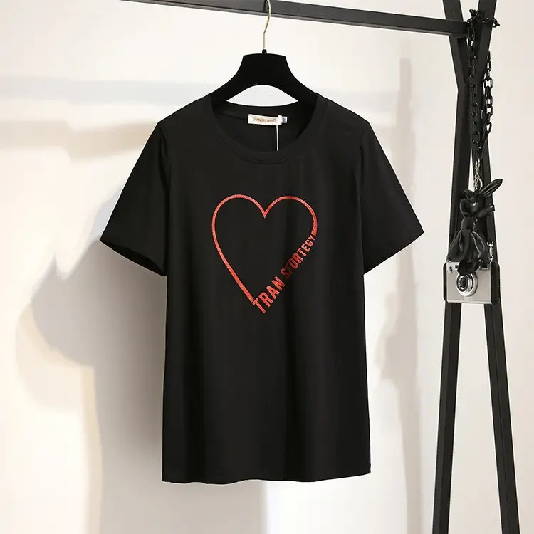 150kg Fat Heart Printed T-Shirt Black - Image 3