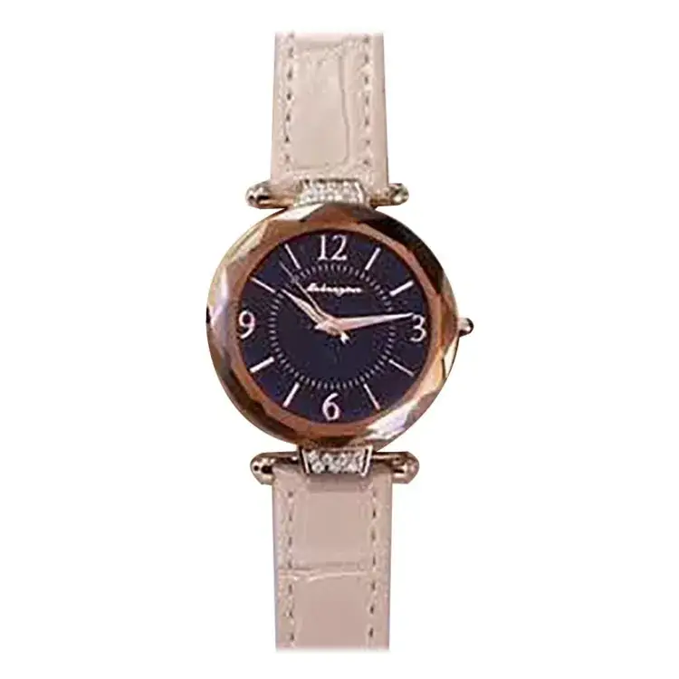 Women's Diamond Encrusted Quartz Watch with Genuine Leather Band - Image 11