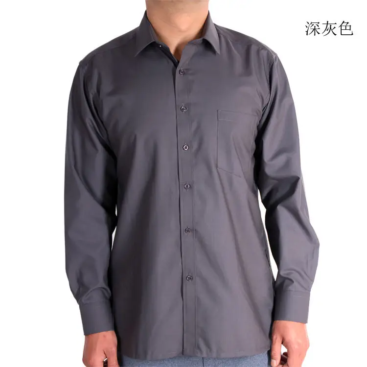Middle-Aged Men's Long Sleeve Flat White Shirt - Image 19