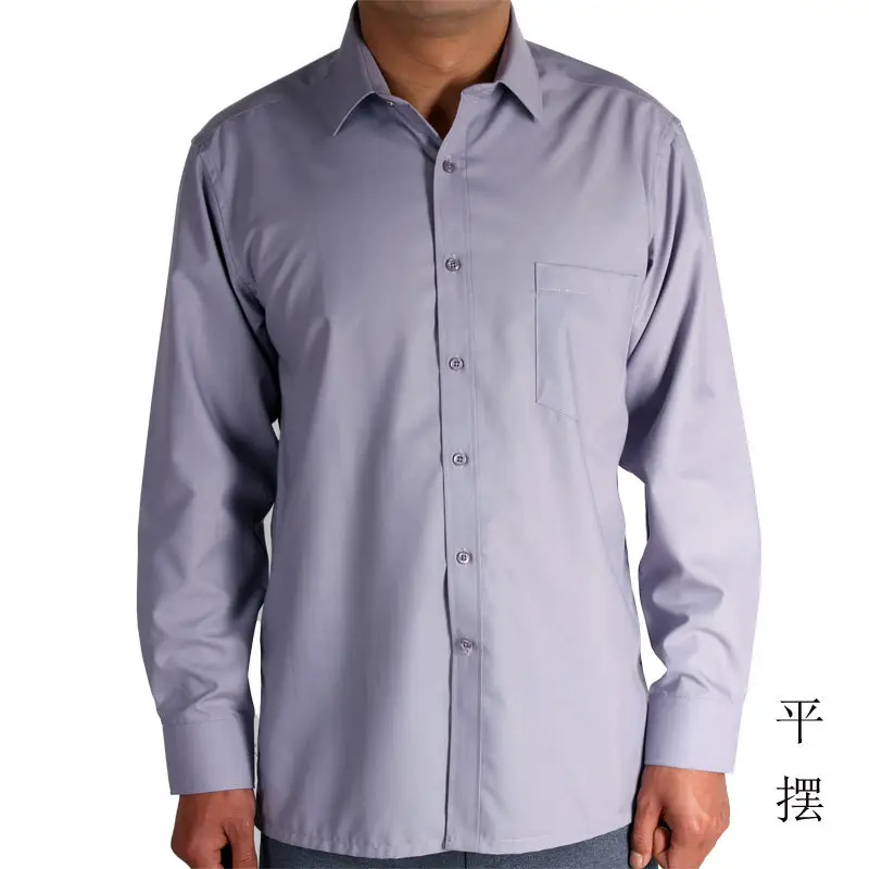 Middle-Aged Men's Long Sleeve Flat White Shirt - Image 20
