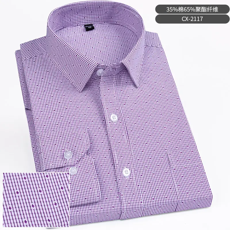 Men Striped Long Sleeve Business Shirt Blue