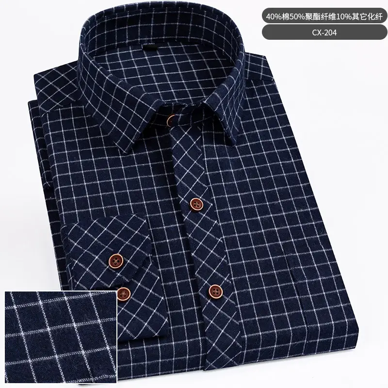 Men Striped Long Sleeve Business Shirt Blue