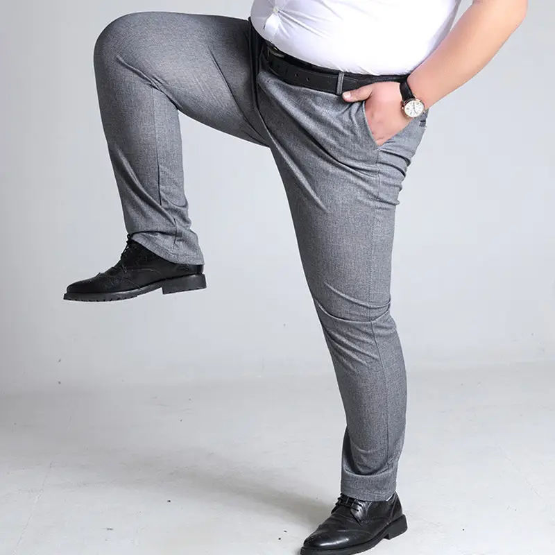 Plus Size Grey Straight Pants for Men, 3 Color Options - Image 3