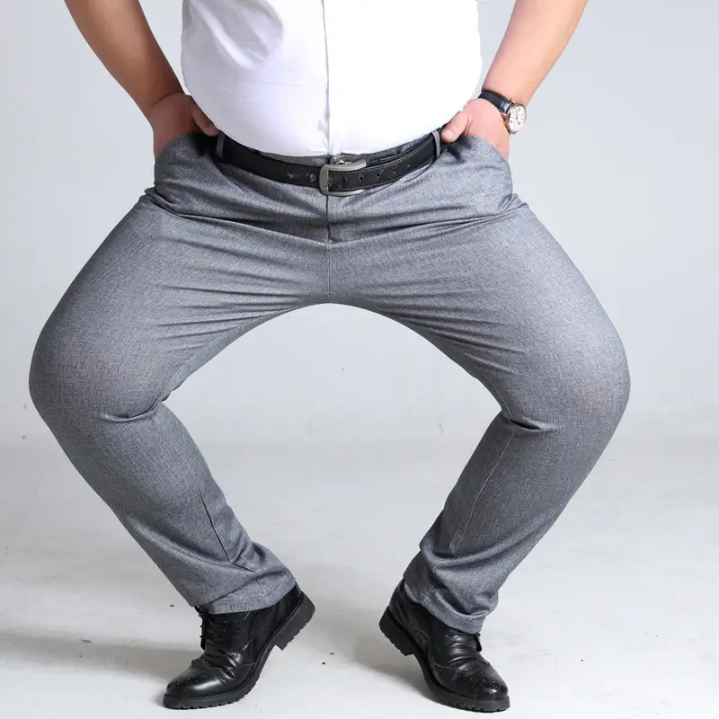 Plus Size Grey Straight Pants for Men, 3 Color Options - Image 4