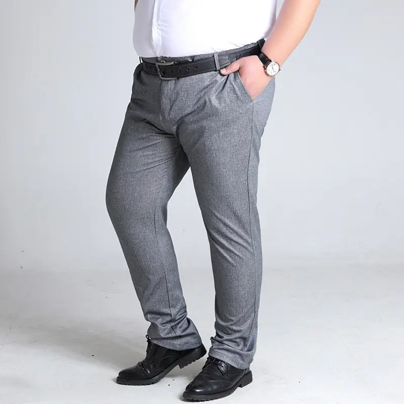 Plus Size Grey Straight Pants for Men, 3 Color Options - Image 5