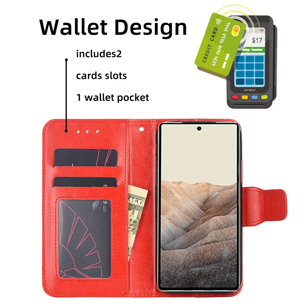 Red Leather Multi-Function Phone Case for Pixel 3XL - Image 9