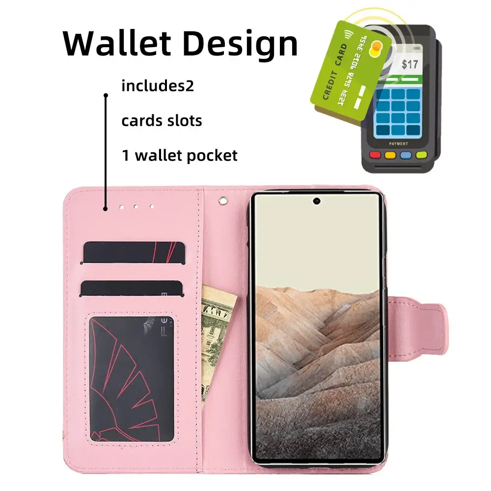 Red Leather Multi-Function Phone Case for Pixel 3XL — feature 44
