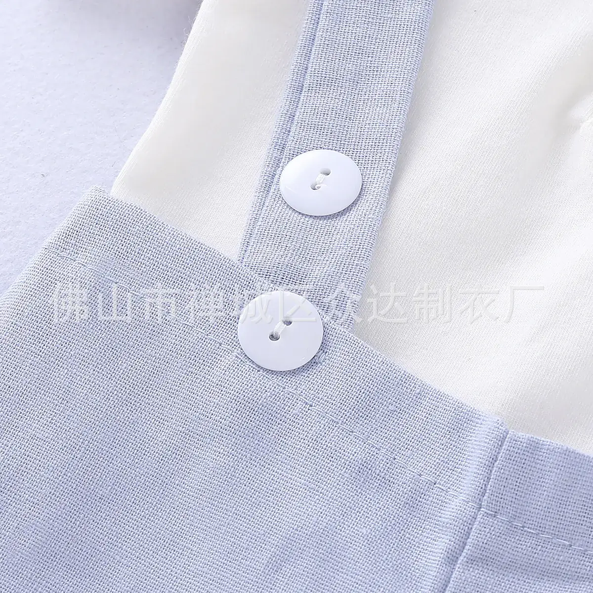 Men Short Sleeve Bow Tie Suspenders Suit Grey - Image 5