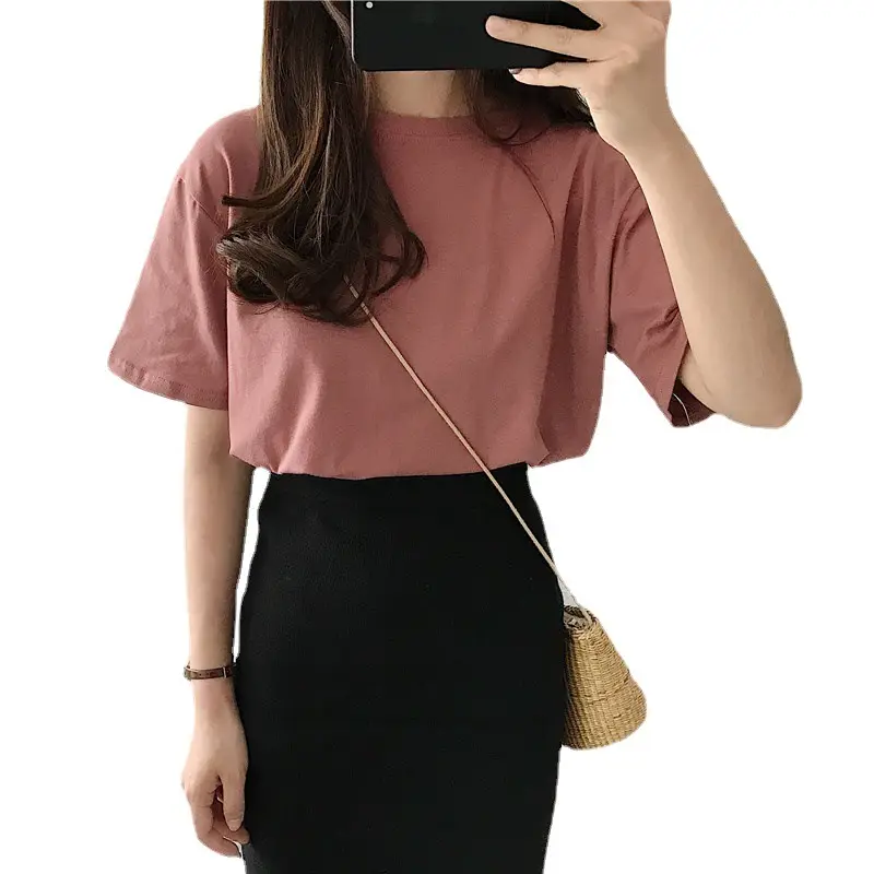 Women Black T-Shirt with Grey Pleated Shorts Large Size