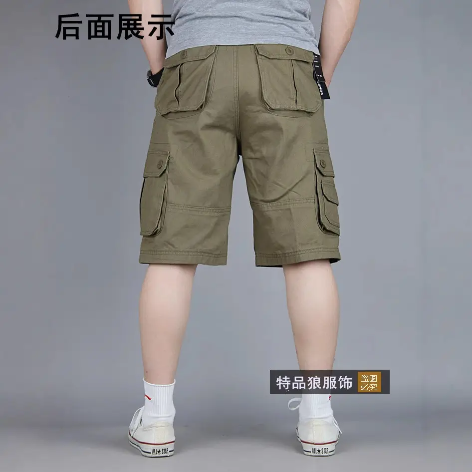 Men's Army Green Cargo Shorts Large Pocket