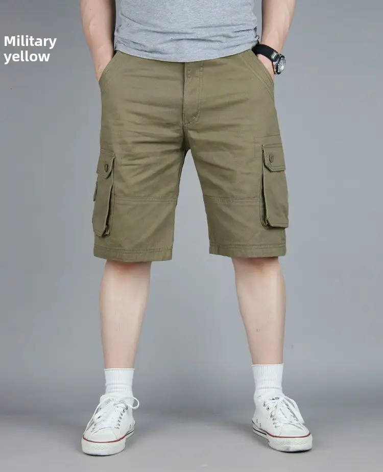 Men's Army Green Cargo Shorts Large Pocket