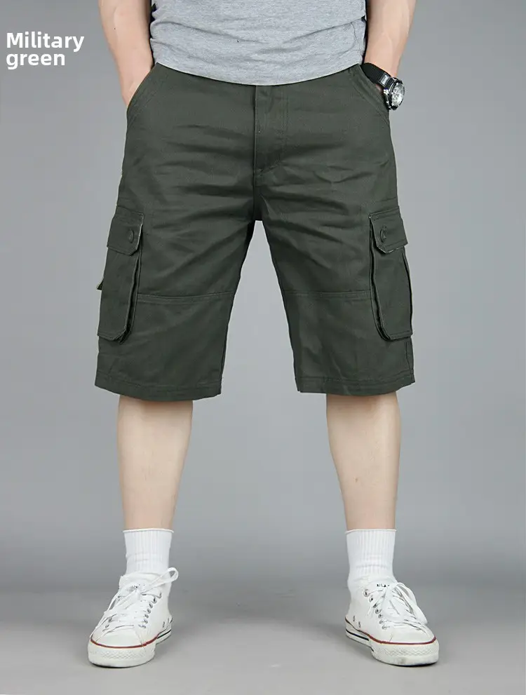 Men's Army Green Cargo Shorts Large Pocket