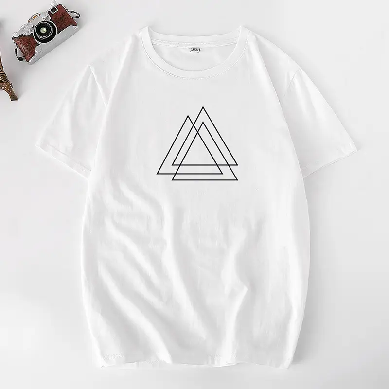 Men Black Triangle Print T-Shirt 2021 Summer