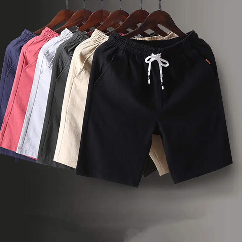 Men Cotton Casual Shorts Black Large Summer - Image 7
