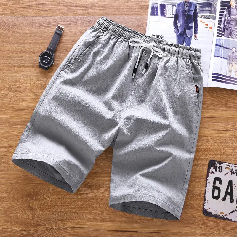 Men Cotton Casual Shorts Black Large Summer - Image 3