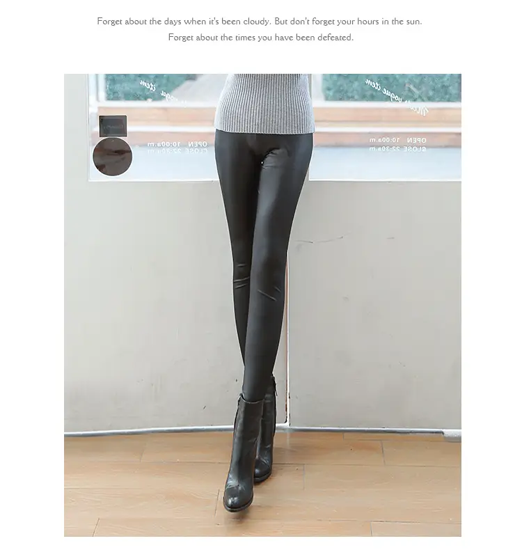 Women Matte Leather Slim Fit Leggings Black — feature 22