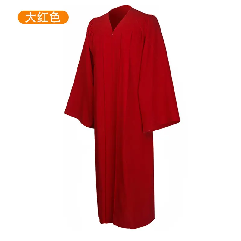 Red Bachelor's Gown Single Piece College Graduation Gown with Cap and Shawl — feature 25