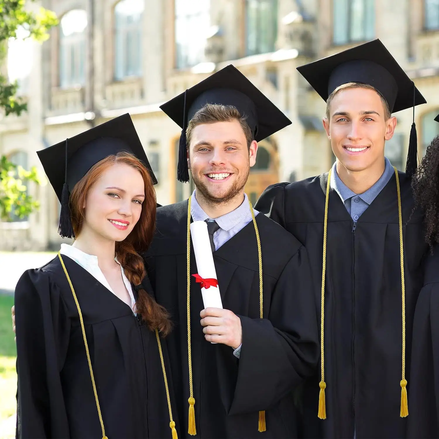 Red Bachelor's Gown Single Piece College Graduation Gown with Cap and Shawl — feature 32